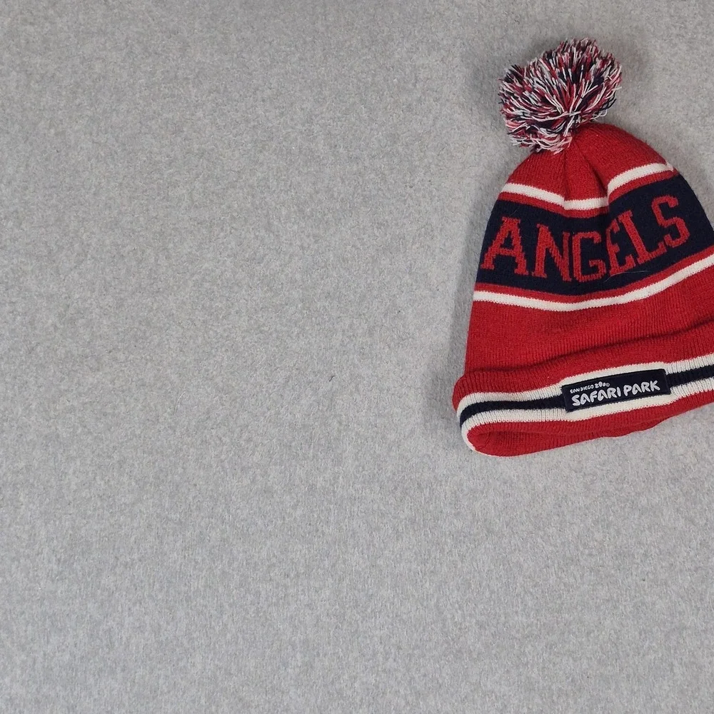 LA Angels Men Beanie OS Red Sixth Man Embroidered Pom Logo